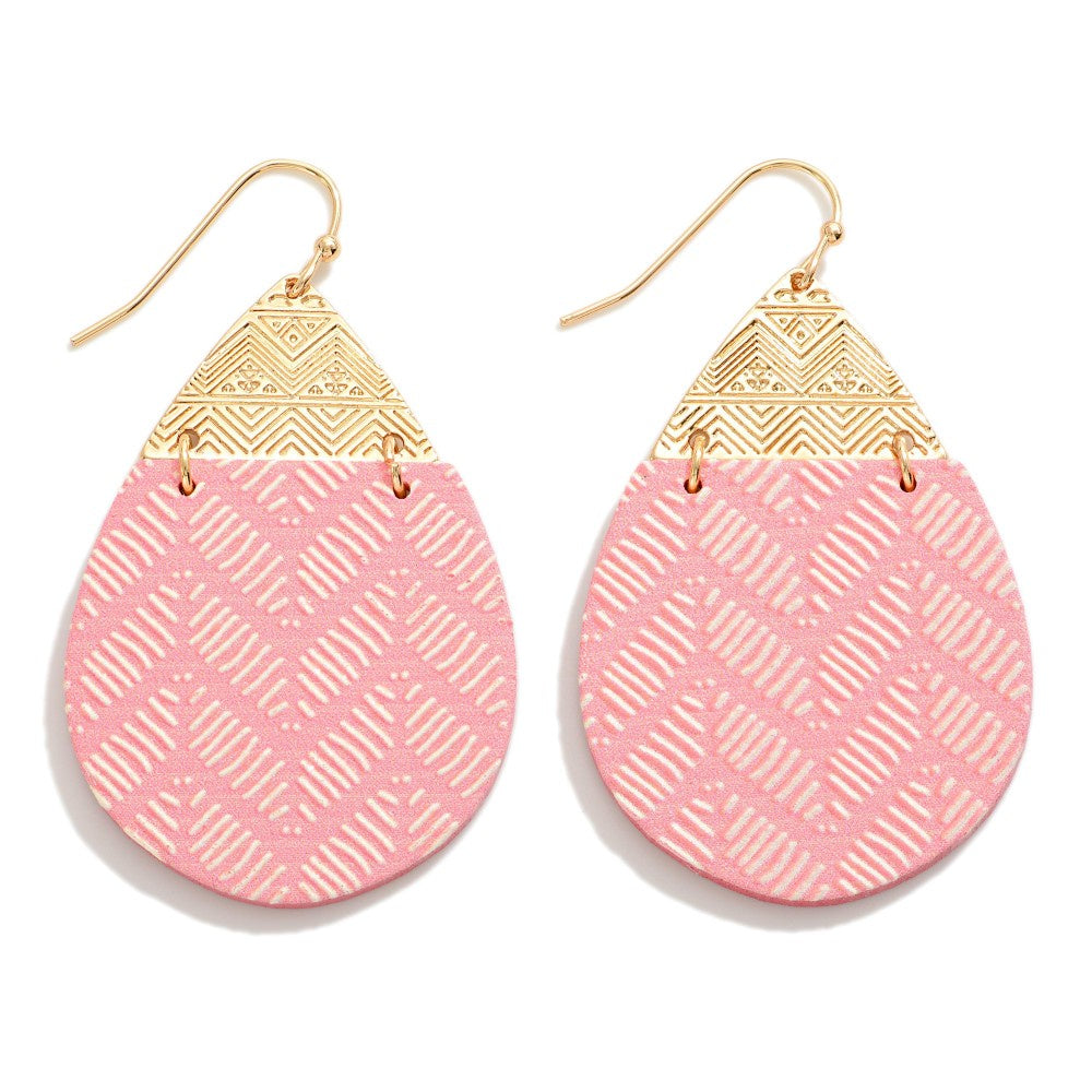 Lt Pink Chevron Teardrop Earrings - The Gypsy Belle Boutique