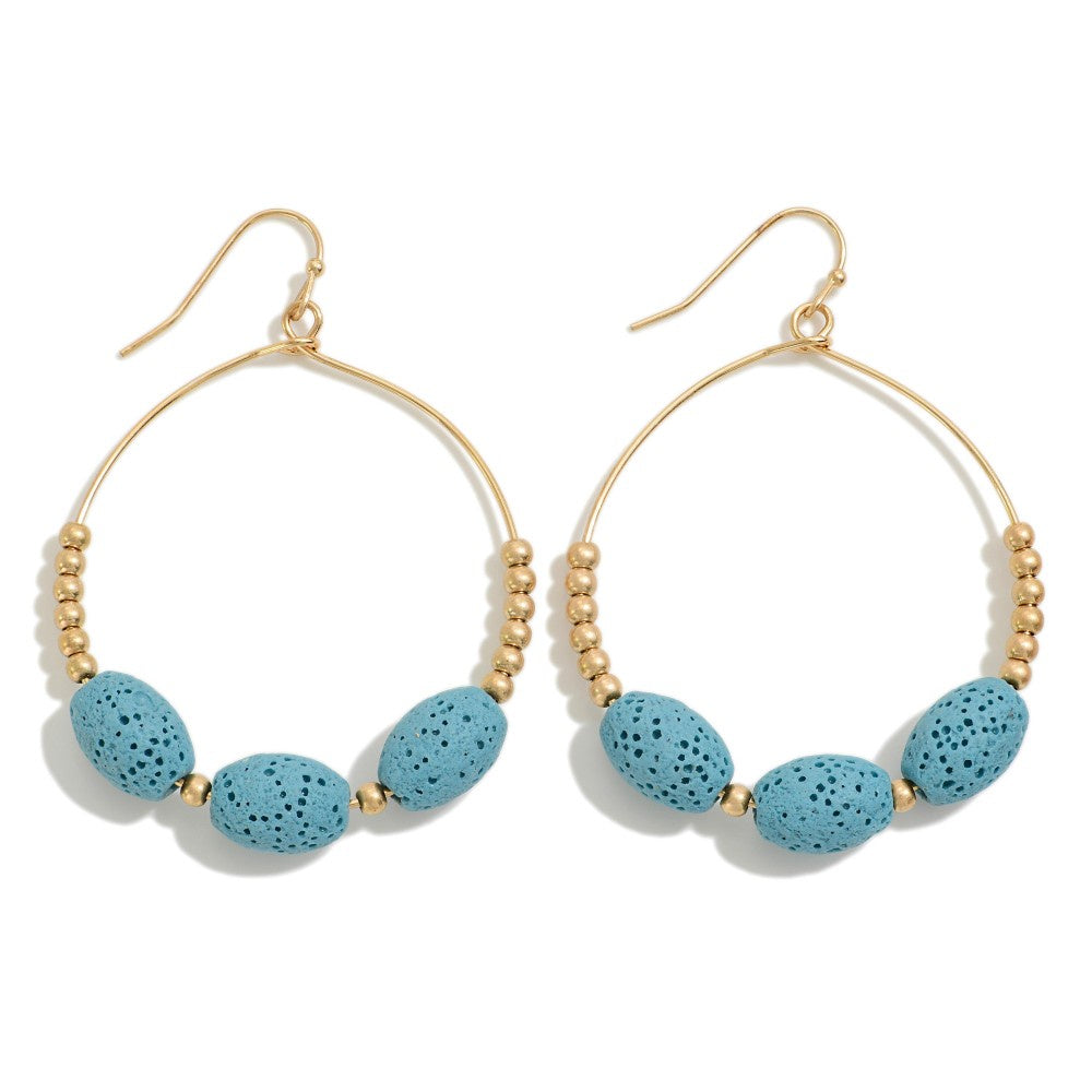 Blue Lava Stone Beaded Drop Earrings - The Gypsy Belle Boutique