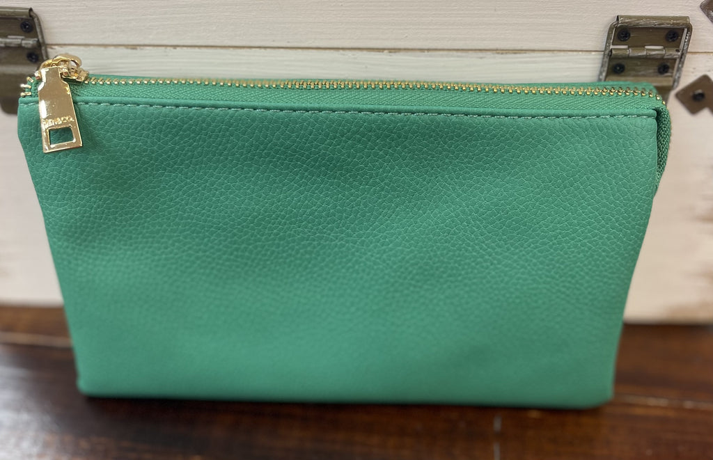 KELLY GREEN Crossbody Faux Leather Organizer Purse - The Gypsy Belle Boutique