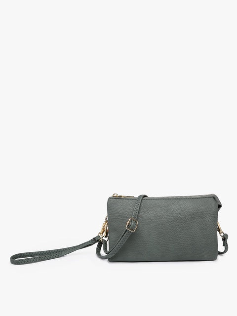 Crossbody Faux Leather Organizer Purse - SLATE GRAY - The Gypsy Belle Boutique