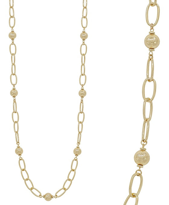 Long Gold Chain Link Necklace with Accent Beads - The Gypsy Belle Boutique